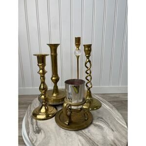 Mixed Lot of 5 Vintage Brass Candle Holder Valerio Albarello 24K GEP